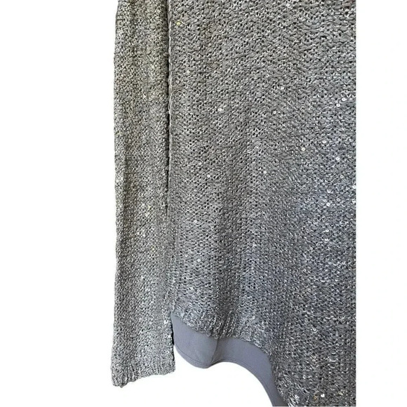 Apt.‎ 9 women’s glittery silver asymmetrical sweater size small - Picture 2 of 3